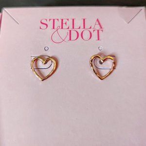 Stella & Dot Hammered Heart Studs - Rose Gold